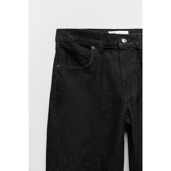 NWT Zara ZW The Panelled Slim High Rise Jeans in Black, Size 4 - Picture 8 of 16